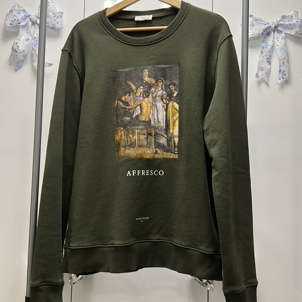 Ih Nom Uh Nit - FW18 - Affresco Printed Khaki Green Crewneck Sweatshirt